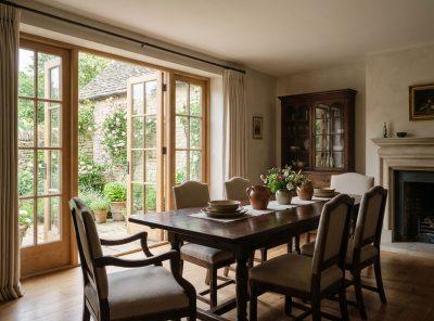 French doors in dining room