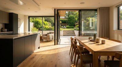 Modern kitchen and dining area
