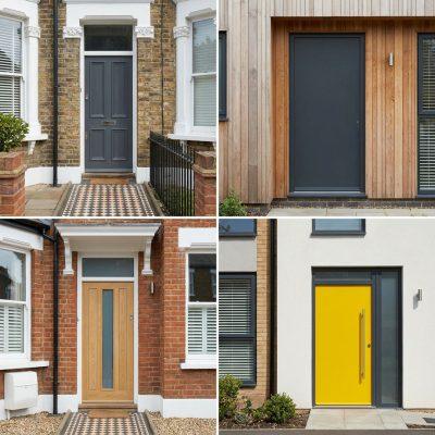 Grid of modern front doors